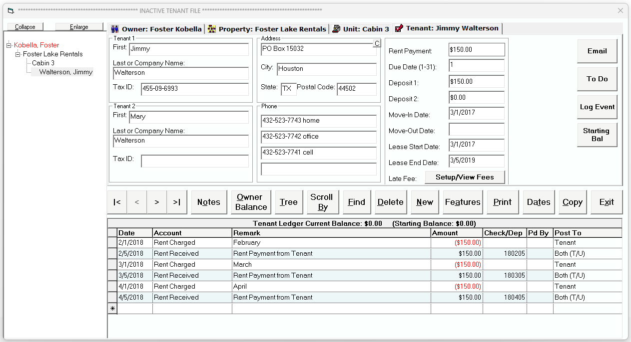 Inactive  Tenant in the Tenant File Program
