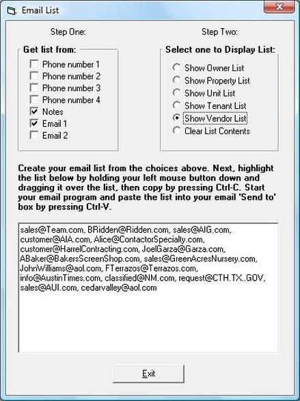 Tenant File Email Listing