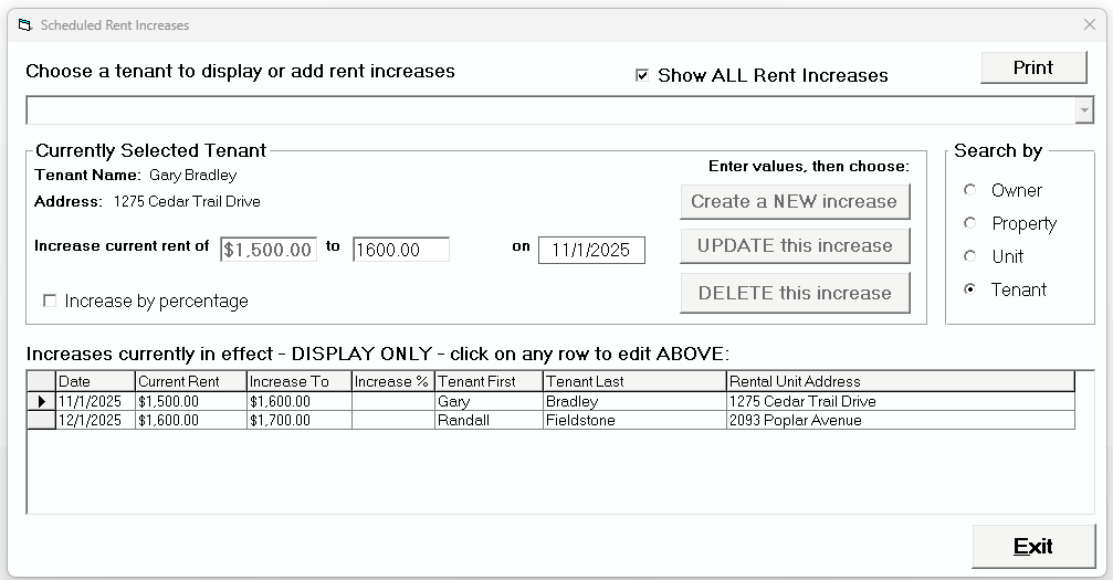 Scheduled Rent Increases